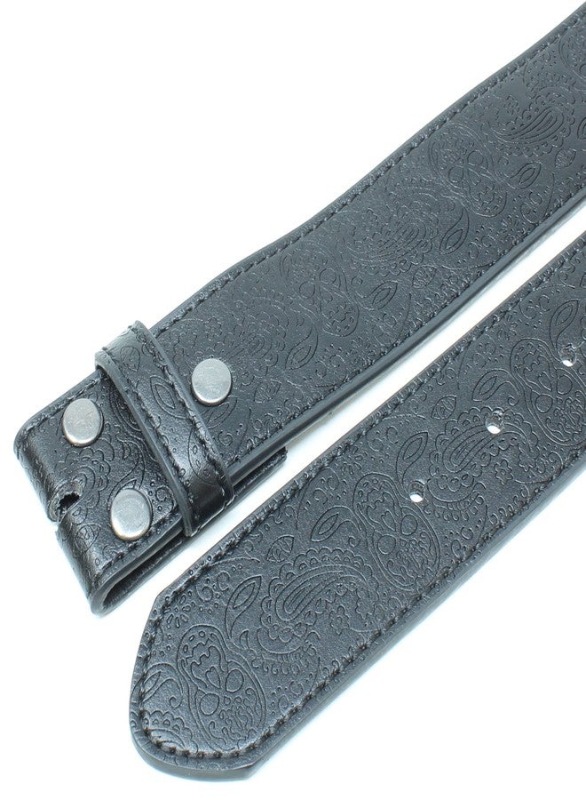 BC Belts Leather Belt Strap with Western Skull and Paisley Embossed Pattern 1.5" Wide with Snaps (Black-M) - Image 4